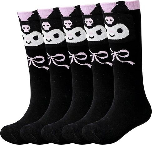Roffatide Cartoon Kuromi Women's Cute and Novelty Casual Crew Socks Ankle High Dress Socks Cute Socks for Woman Girls Long Stockings Christmas Gift 1 Pcs A, Small in Saudi Arabia