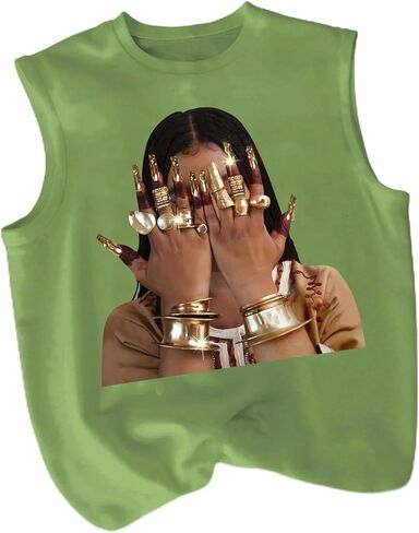 QJQ Men's Graphic Tank Top Crew Neck Sleeveless Sexy Clothes Hippop Summer Rapper Streetwear in Saudi Arabia