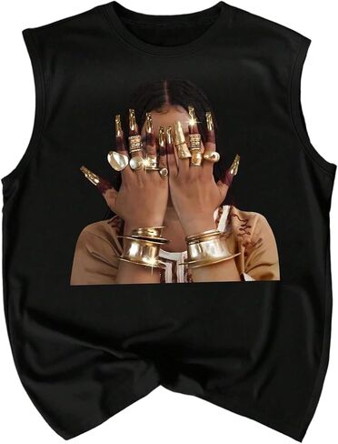 QJQ Men's Graphic Tank Top Crew Neck Sleeveless Sexy Clothes Hippop Summer Rapper Streetwear in Saudi Arabia