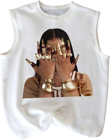 QJQ Men's Graphic Tank Top Crew Neck Sleeveless Sexy Clothes Hippop Summer Rapper Streetwear in Saudi Arabia