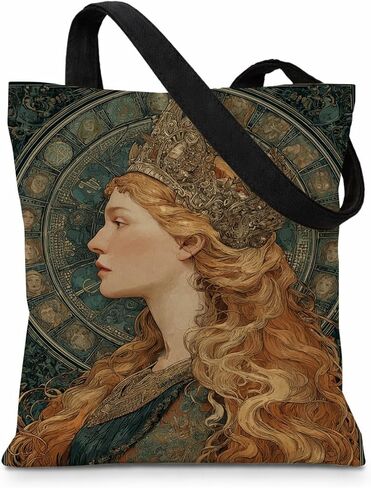Geondos Whimsical Fairy Little Elf Canvas Tote Bag, Vintage Black White Line Fantasy Totes Reusable Shopping Bag for Casual Vacation Shopping Work, Gift for Fairy Tale Lover in Saudi Arabia