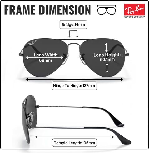 نظارات شمسية Ray-Ban RB3025 Classic Total Black Collection مستقطبة على شكل طيار مع مجموعة أدوات النظارات - وسادات أنف قابلة للتعديل - نظارات شمسية كلاسيكية للارتداء الكاجوال in Saudi Arabia