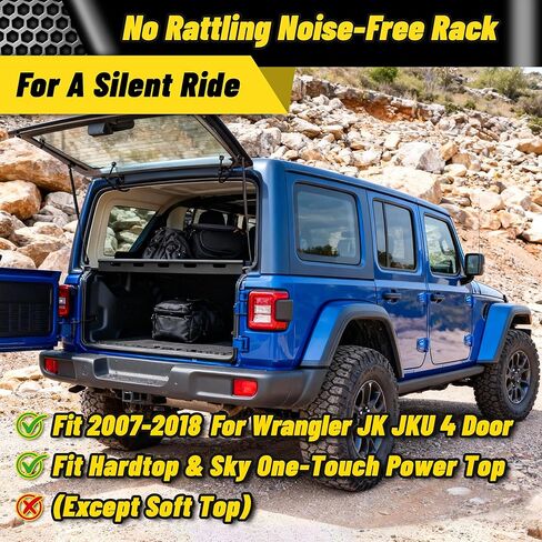 سلة رف البضائع الداخلية MONOKING لعام 2018-2026 Wrangler JL JLU ذات 4 أبواب صلبة ورف تخزين صندوق السيارة الخلفي خفيف الوزن من الألومنيوم مثبت على حامل الأمتعة بسعة 350 رطل in Kuwait