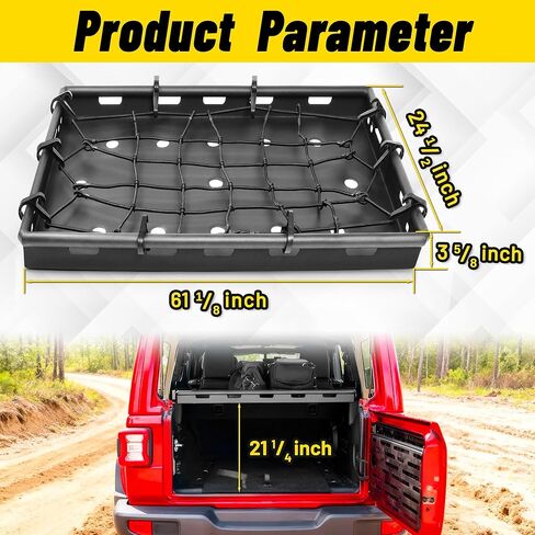 سلة رف البضائع الداخلية MONOKING لعام 2018-2026 Wrangler JL JLU ذات 4 أبواب صلبة ورف تخزين صندوق السيارة الخلفي خفيف الوزن من الألومنيوم مثبت على حامل الأمتعة بسعة 350 رطل in Kuwait