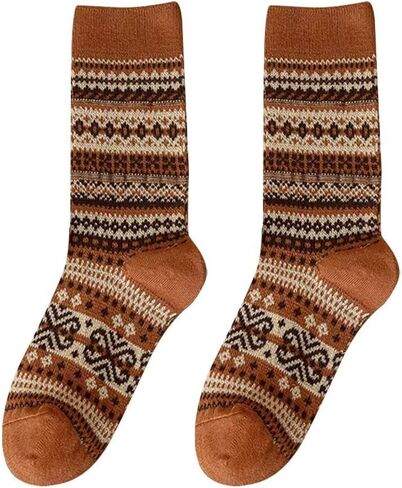 1 pair of retro ethnic style men's socks and women's socks in Maillard color scheme in Saudi Arabia