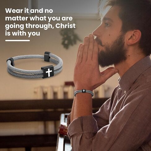 4 قطع أساور WWJD، سوار متقاطع للرجال، سوار مسيحي مضفر قابل للتعديل للرجال. أساور يسوع الموضة. هدايا مسيحية للرجال in Saudi Arabia
