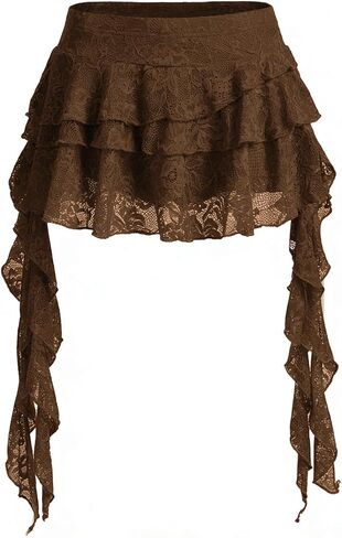 Women's Y2K Mini Skirt Ruffle Lace Asymmetrical Cute Skirts Layered Flowy Pleated Skort with Shorts in Saudi Arabia