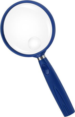 Feosky Handheld Reading Magnifier, 10X Magnifier, 75mm Shatterproof Lens, Non-Slip Handle for Adults Close Work, Seniors Reading and Nature Exploration, Hobby Observation(Silver) in Kuwait