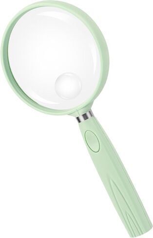 Feosky Handheld Reading Magnifier, 10X Magnifier, 75mm Shatterproof Lens, Non-Slip Handle for Adults Close Work, Seniors Reading and Nature Exploration, Hobby Observation(Silver) in Kuwait