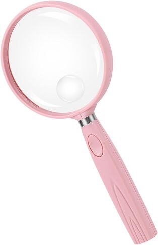 Feosky Handheld Reading Magnifier, 10X Magnifier, 75mm Shatterproof Lens, Non-Slip Handle for Adults Close Work, Seniors Reading and Nature Exploration, Hobby Observation(Silver) in Kuwait