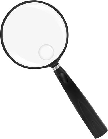 Feosky Handheld Reading Magnifier, 10X Magnifier, 75mm Shatterproof Lens, Non-Slip Handle for Adults Close Work, Seniors Reading and Nature Exploration, Hobby Observation(Silver) in Kuwait