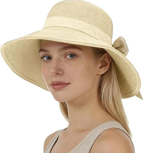 Lanpet Beach Hats for Women Summer Straw Sun Hats Wide Brim Hat Foldable Packable for Travel Vacation in Saudi Arabia
