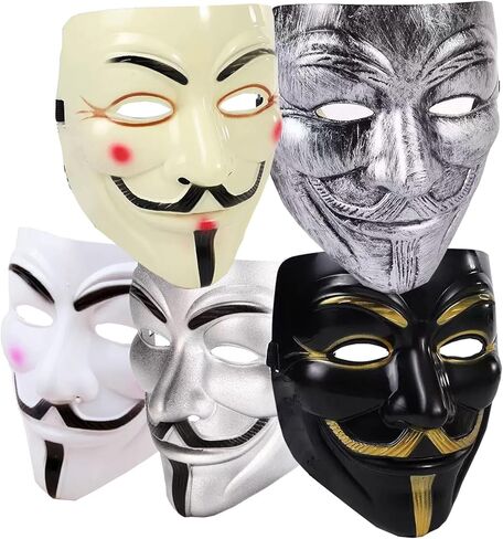 3 Pack of V for Vendetta Mask, Guy Fawkes Anonymous Hackers Mask for Cosplay, V for Vendetta Costume Theme Parties Halloween Collections Gifts, One Size Fits Most in Kuwait