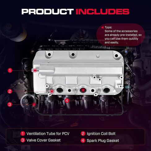 ترقية غطاء صمام المحرك الأمامي من الألومنيوم مع حشية تناسب Honda 08-17 Accord، 08-17 Odyssey، 09-15 Pilot، Ridgeline، Crosstour، مناسب لـ 12-15 Acura TL RDX، V6 3.5L، استبدال # 12310R70A00 in Saudi Arabia
