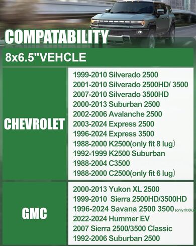 2 قطعة محولات عجلات 8x6.5 إلى 8x180، محولات عجلات 1.5 بوصة 8x165.1 إلى 8x180 117 ملم مركز أساسي لـ 1999-2010 سيلفرادو سييرا 2500 3500 HD مع مسامير M14x1.5، كروم in Saudi Arabia