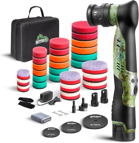BATOCA S5 Cordless Car Buffer Polisher Sander Kit Dual Action & Rotary Polishing Machine 1/2/3 Inch Polishing Pads for Car Detailing,6 Variable Speeds 2000-5500RPM,Orbital Polisher for Car Boat Polish in Kuwait