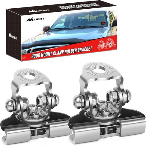 Nilight LED Light Bar Mounting Bracket 2PCS Universal Adjustable Pillar Hood Work Lamp Mount Clamp Holder for Off-Road Truck SUV, Black-2 in Saudi Arabia