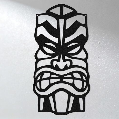 Zckjnoi Tiki Wall Decor - 15.8x7.9 Inch Polynesian Iron Wall Art, Outdoor Tiki Statue Decorations for Patio Garden, Hawaiian Home Decor Tribal Sculpture in Saudi Arabia