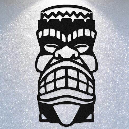 Zckjnoi Tiki Wall Decor - 15.8x7.9 Inch Polynesian Iron Wall Art, Outdoor Tiki Statue Decorations for Patio Garden, Hawaiian Home Decor Tribal Sculpture in Saudi Arabia