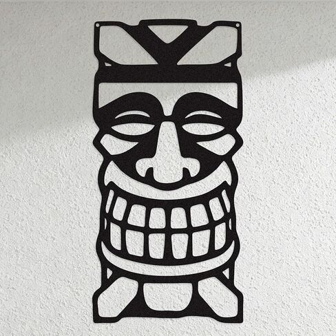 Zckjnoi Tiki Wall Decor - 15.8x7.9 Inch Polynesian Iron Wall Art, Outdoor Tiki Statue Decorations for Patio Garden, Hawaiian Home Decor Tribal Sculpture in Saudi Arabia