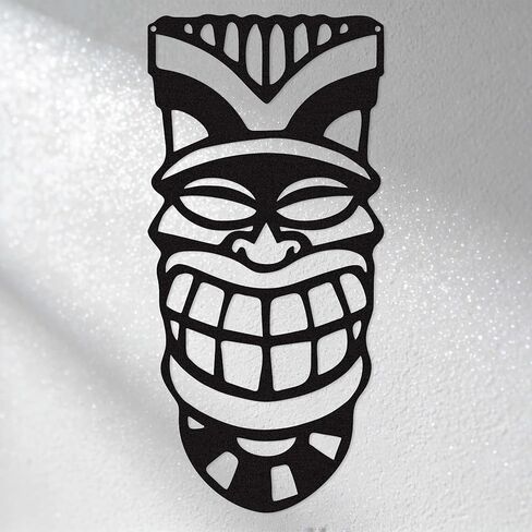 Zckjnoi Tiki Wall Decor - 15.8x7.9 Inch Polynesian Iron Wall Art, Outdoor Tiki Statue Decorations for Patio Garden, Hawaiian Home Decor Tribal Sculpture in Saudi Arabia