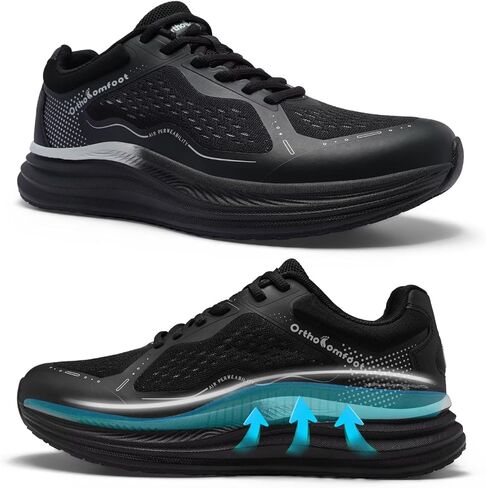Men's Orthopedic Road Running Shoes: Comfortable Casual Arch Supports Plantar Fasciitis Orthotic Sports Tennis Sneakers, Casual Lightweight Athletic Walking Shoes for Foot Heel and Pain Relief in Saudi Arabia