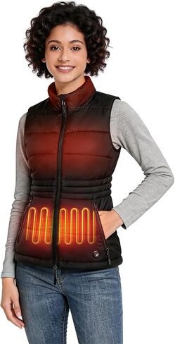 سترة نسائية ساخنة [تحديد الخصر] مع بطارية قابلة لإعادة الشحن، سترة تدفئة منتفخة خفيفة الوزن ومتناسقة in Kuwait