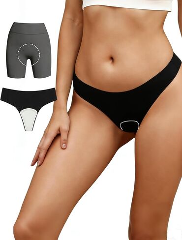 PoseFree Seamless Thong with Modesty Liner - Front Padded No Show Panty for Yoga Leggings in Kuwait