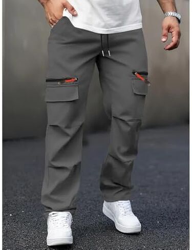 Men's Casual Pants Lightweight Hiking Cargo Pants Elastic Waistband Athletic Sweatpants in Saudi Arabia
