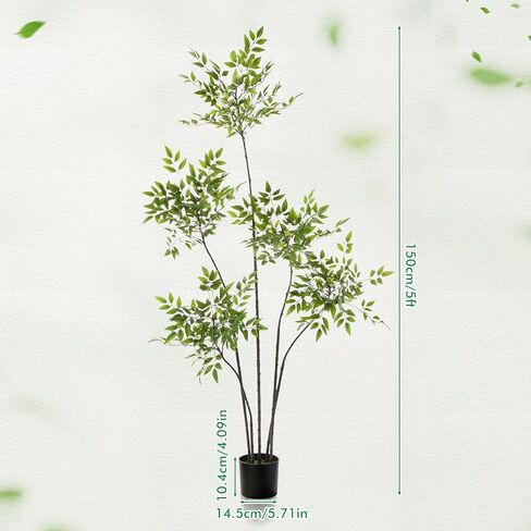 Giegxin 6ft Faux Bamboo Tree Indoor Artificial Nandina Tree Realistic Large Fake Plants Potted Planter Tall Foliage Floor Plant for Home Office Corner Room Decor Greenery Housewarming Gift(Green) in Saudi Arabia