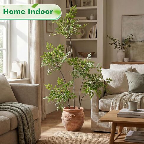 Giegxin 6ft Faux Bamboo Tree Indoor Artificial Nandina Tree Realistic Large Fake Plants Potted Planter Tall Foliage Floor Plant for Home Office Corner Room Decor Greenery Housewarming Gift(Green) in Saudi Arabia