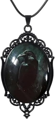 YWMAN Goth Raven Cameo Necklace Set Vintage Gothic Crow Cross Pendant Halloween Witch Costume Accessories Women Chocker Jewelry Gift in Saudi Arabia