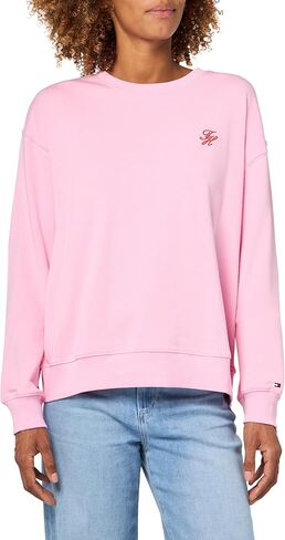 بلوفر نسائي من Tommy Hilfiger ذو رقبة دائرية متوسط ​​الوزن مع شعار Monogram in Saudi Arabia
