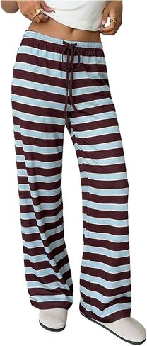 MakeMeChic Women's Satin Pants Drawstring Waist Straight Leg Chocolate Brown Silk Lounge Pants in Saudi Arabia
