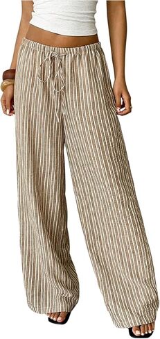 MakeMeChic Women's Satin Pants Drawstring Waist Straight Leg Chocolate Brown Silk Lounge Pants in Saudi Arabia