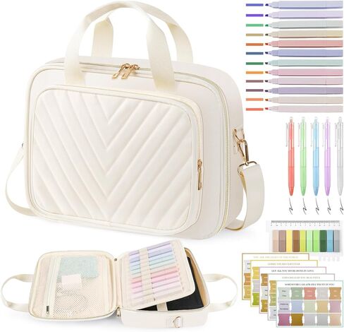 Large Bible Bags for Women, Bible Cover Case with Highlighters Tabs Quilted Book Travel Case w/Shoulder Strap, Bible Study Supplies Journaling Kit Accessories Christian Gifts for Women Girl in Saudi Arabia
