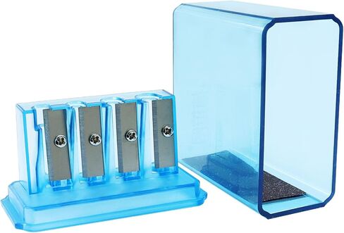 2Pcs Manual Pencil Sharpener Clear Graphite Pencil Sharpener with Plastic Lid 4 Holes for Colored Pencils, Sketching, Charcoal in Saudi Arabia