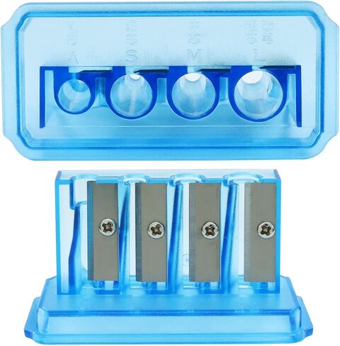 2Pcs Manual Pencil Sharpener Clear Graphite Pencil Sharpener with Plastic Lid 4 Holes for Colored Pencils, Sketching, Charcoal in Saudi Arabia