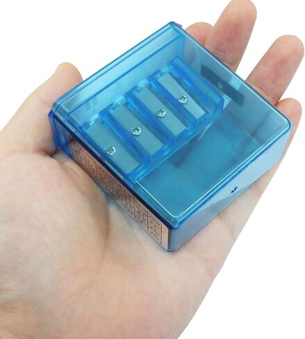 2Pcs Manual Pencil Sharpener Clear Graphite Pencil Sharpener with Plastic Lid 4 Holes for Colored Pencils, Sketching, Charcoal in Saudi Arabia
