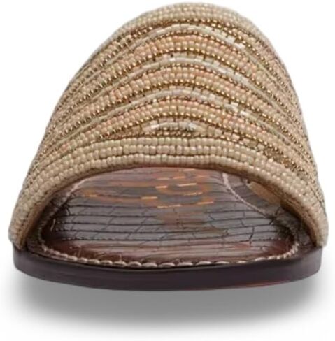 Sam Edelman Gallie Natural Multi Slip On Rounded Open Toe Flat Slides Sandals in Saudi Arabia