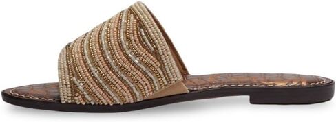 Sam Edelman Gallie Natural Multi Slip On Rounded Open Toe Flat Slides Sandals in Saudi Arabia