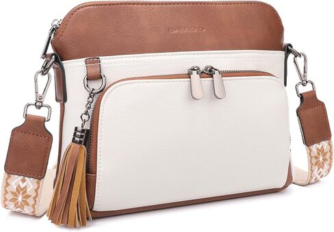 محفظة GAEKEAO Crossbody للنساء حقيبة كروس متوسطة الحجم من الجلد النباتي محفظة سفر نسائية مدمجة في المحفظة مع شرابة in Kuwait