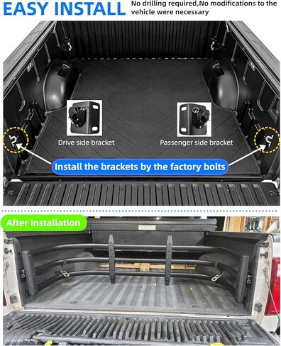 موسع سرير الشاحنة حصريًا لـ F150/F250/F350 2009-2024، بدون تركيب مثقاب، مجهز بمجموعة دعامة مزلاج سريعة in Kuwait