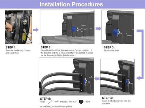 موسع سرير الشاحنة حصريًا لـ F150/F250/F350 2009-2024، بدون تركيب مثقاب، مجهز بمجموعة دعامة مزلاج سريعة in Kuwait