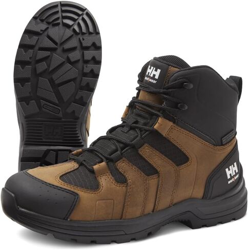 Helly-Hansen Oslo Hiker Mid Aluminum Toe Work Boots for Men - Lightweight Leather & Ripstop with Cushion Midsoles & Slip-Resistant Outsoles, EH Rated in Saudi Arabia