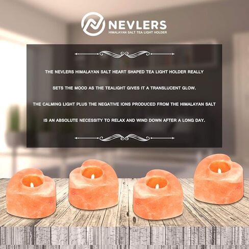 Nevlers 6 Pack Pure Himalayan Salt Candle Holders | Heart Shaped Himalayan Salt Tea Candle Holder | Hand Crafted Himalayan Tealight Holders | Salt Candle Holder for Decor | Salt Lamp Tealight Holders in Saudi Arabia