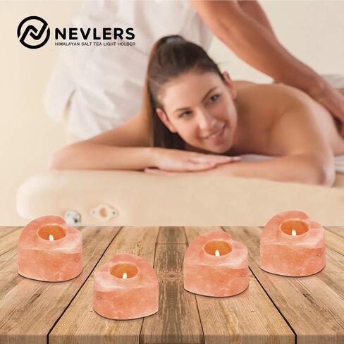 Nevlers 6 Pack Pure Himalayan Salt Candle Holders | Heart Shaped Himalayan Salt Tea Candle Holder | Hand Crafted Himalayan Tealight Holders | Salt Candle Holder for Decor | Salt Lamp Tealight Holders in Saudi Arabia