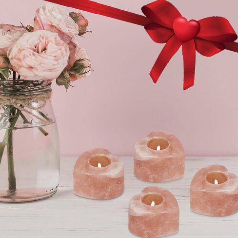 Nevlers 6 Pack Pure Himalayan Salt Candle Holders | Heart Shaped Himalayan Salt Tea Candle Holder | Hand Crafted Himalayan Tealight Holders | Salt Candle Holder for Decor | Salt Lamp Tealight Holders in Saudi Arabia