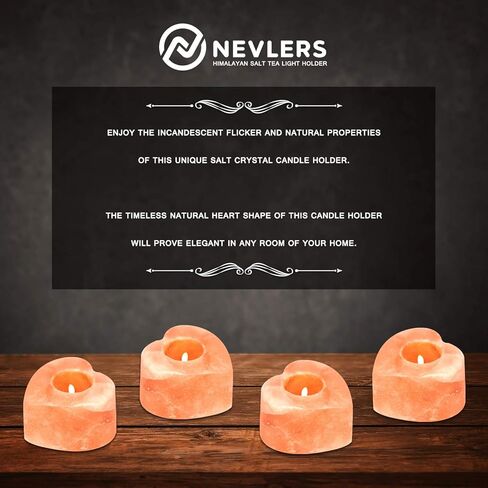 Nevlers 6 Pack Pure Himalayan Salt Candle Holders | Heart Shaped Himalayan Salt Tea Candle Holder | Hand Crafted Himalayan Tealight Holders | Salt Candle Holder for Decor | Salt Lamp Tealight Holders in Saudi Arabia