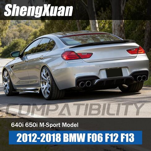شفة الناشر الخلفي باللون الأسود اللامع متوافقة مع 2012-2018 BMW F06 F12 F13 640i 650i M-Sport Style ABS البلاستيك الخلفي المصد السفلي للشفاه in Kuwait
